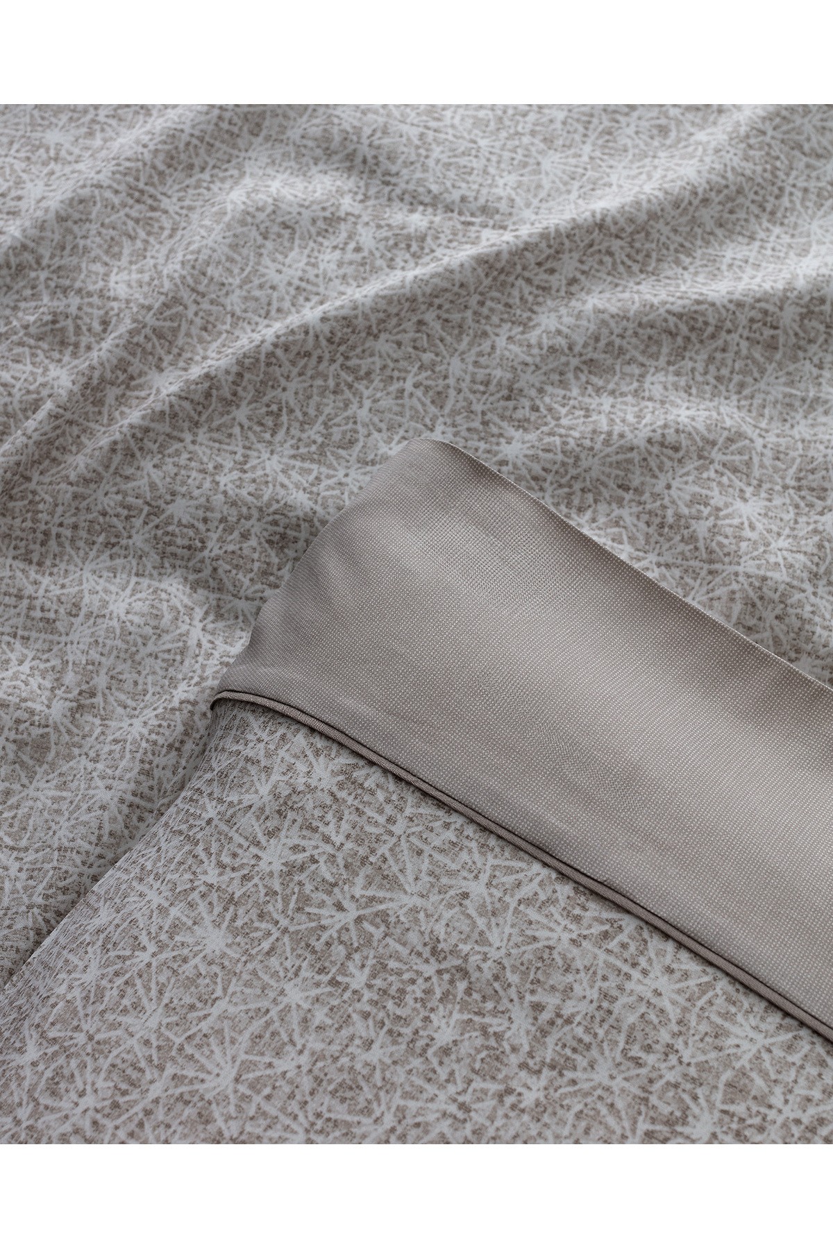 Astrid King Size %100 Pamuk  Crep Baskılı Nevresim Takımı - Bej
