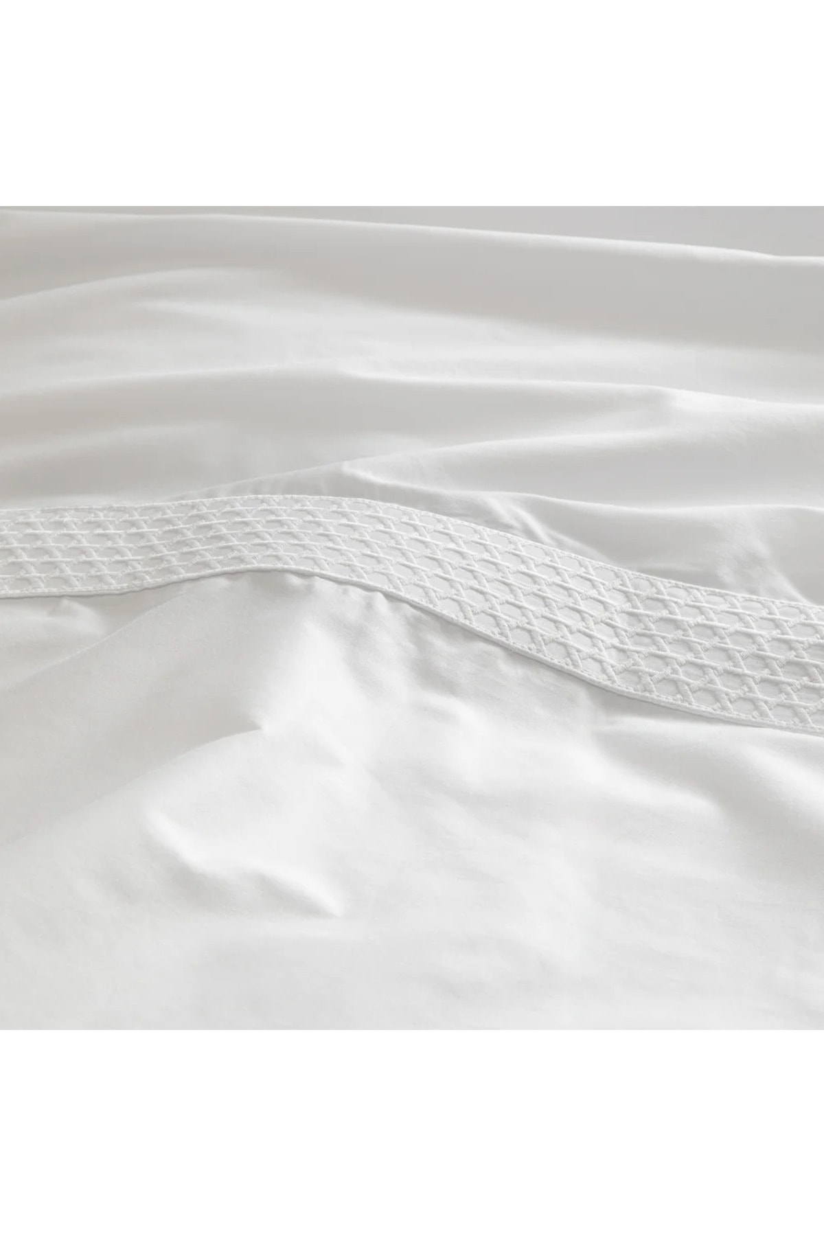%100 Pamuk Saten Kumaş Nevresim Seti 260x240 cm Beyaz - Regina Serisi