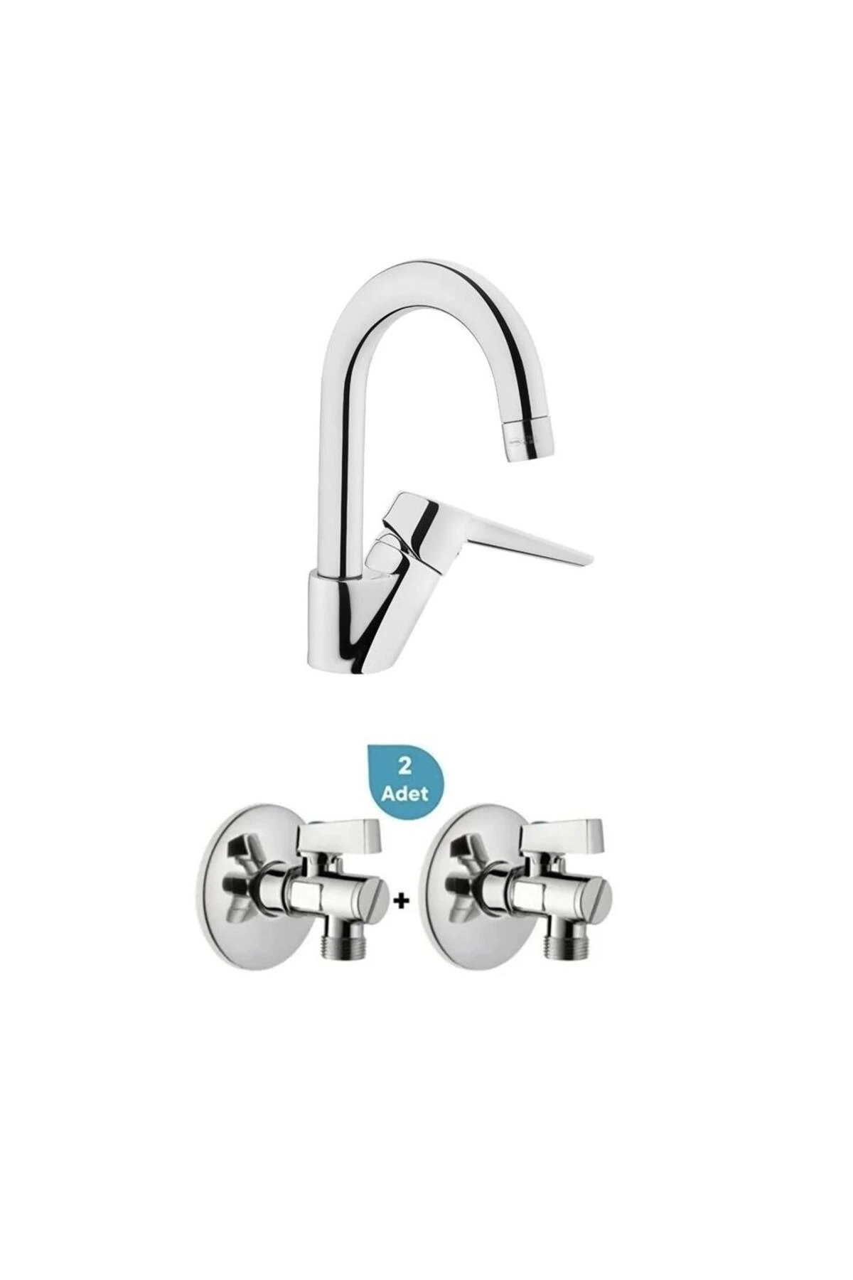 Solid S Kuğu Lavabo Bataryası + 2'li Ara Musluk Set