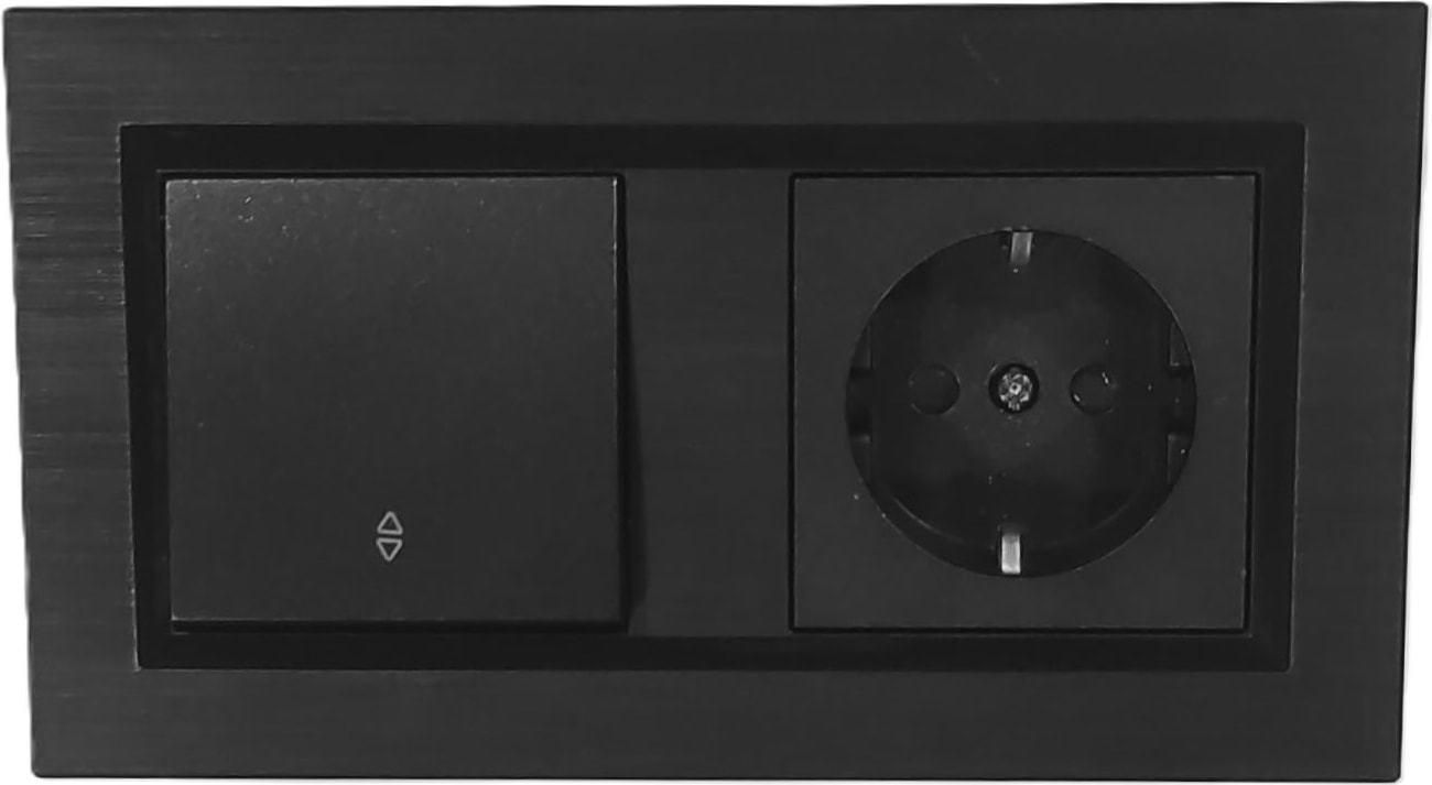 Quantum Siyah Vaviyen+ÇOCUK KORUMALI Topraklı Priz 2'li Set (ovivo)