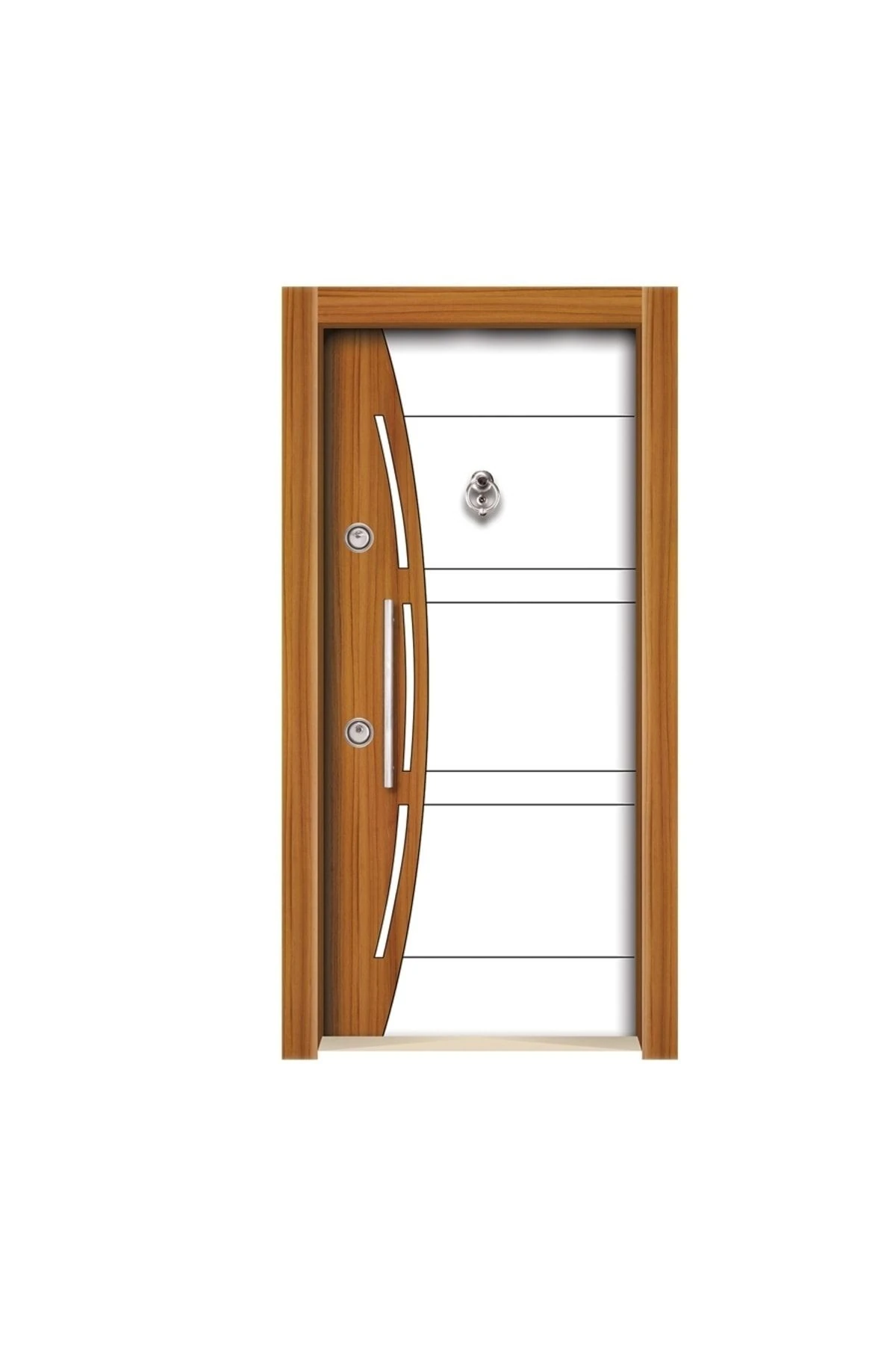 TEZ-3551 Ahşap Kaplama Düz Model Çelik Kapı