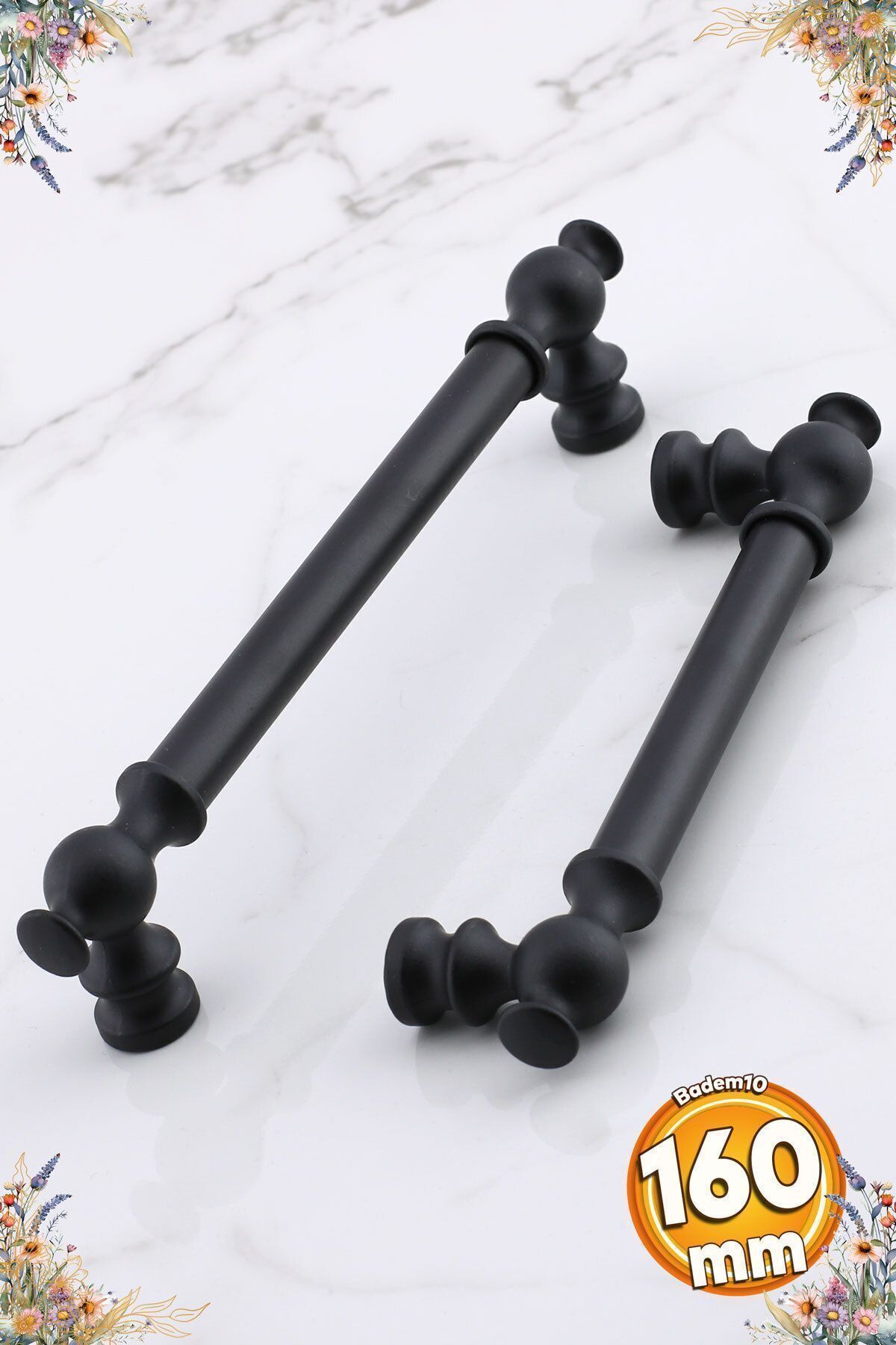 BADEM10 Arya 160 mm Siyah Kulp Metal Mobilya Mutfak Çekmece Dolap Dolabı Kapak Kulpları Kulbu Kulpu 160 mm