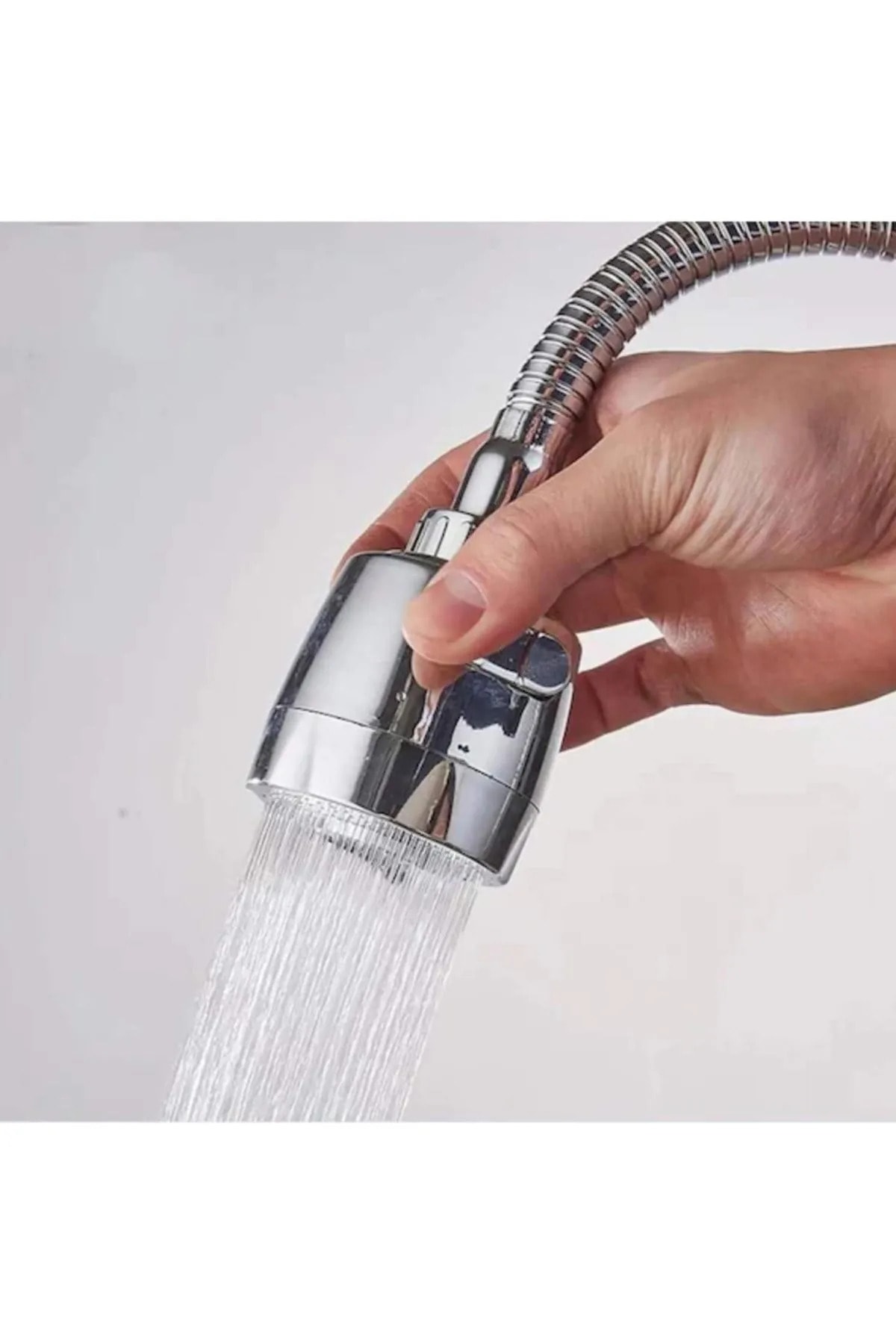 Oynar Başlıklı Hareketli Hortumlu İki Fonksiyonlu Krom Oynar Musluk Başlığı