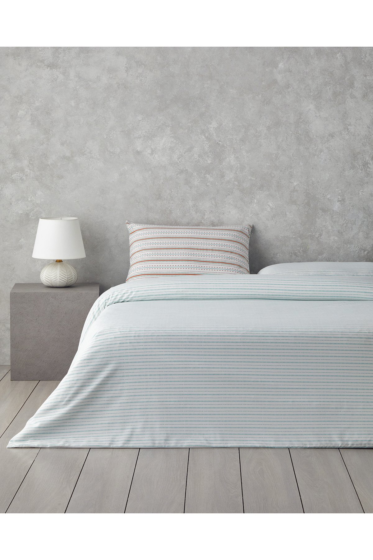 Rhythmic Line Kolay Ütülenir Çift Kişilik Nevresim Takımı 200x220 cm Turuncu-yeşil