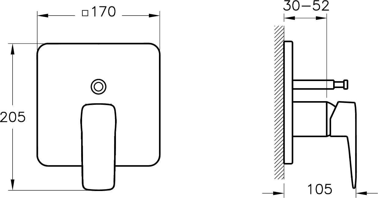 Root Square A42828 Ankastre Banyo Bataryası, Krom