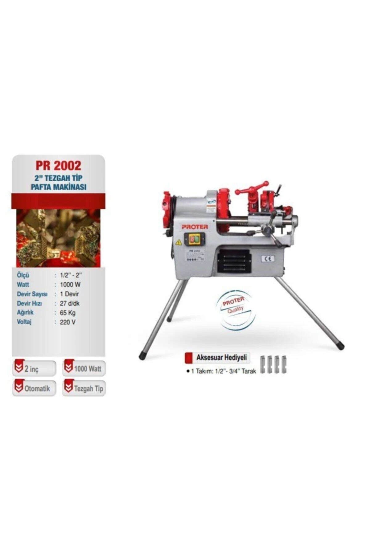 Tezgah Tip Pafta Makinası Pr 2002 2"