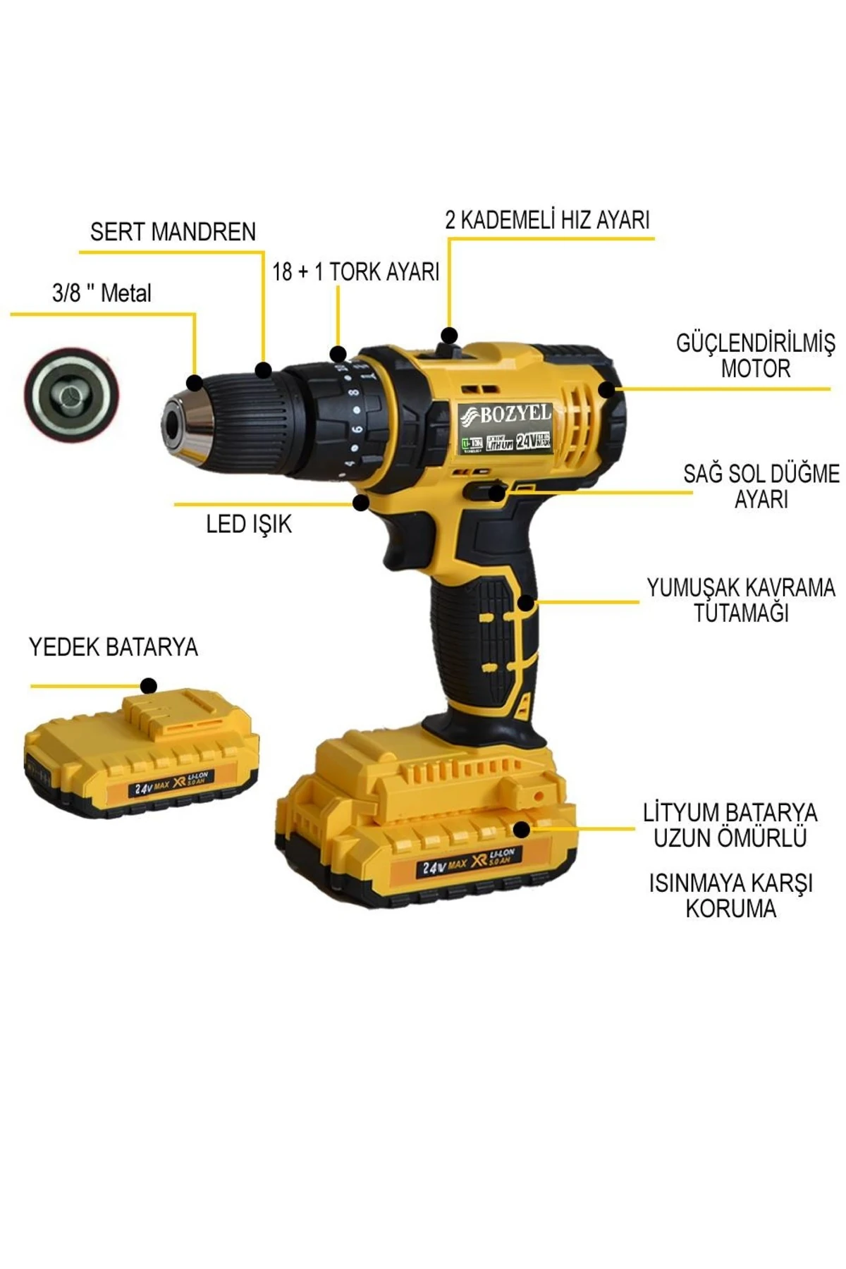 şarjlı darbeli matkap 24 volt çift akülü şansımanlı torklu matkap duvar beton ahşap delme vidalama