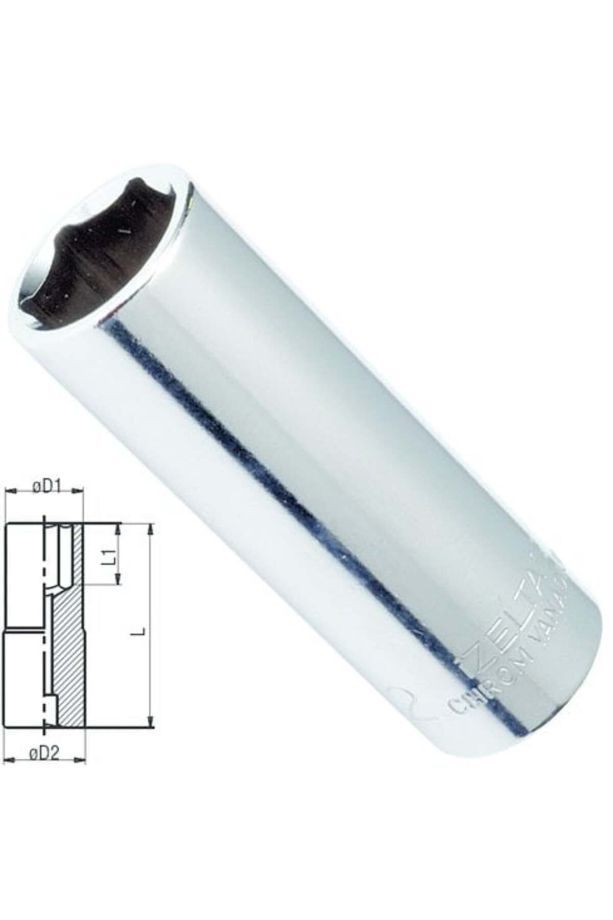 İZELTAŞ 1107 Derin Lokma Anahtar 1/4'' Altı Köşe 13mm
