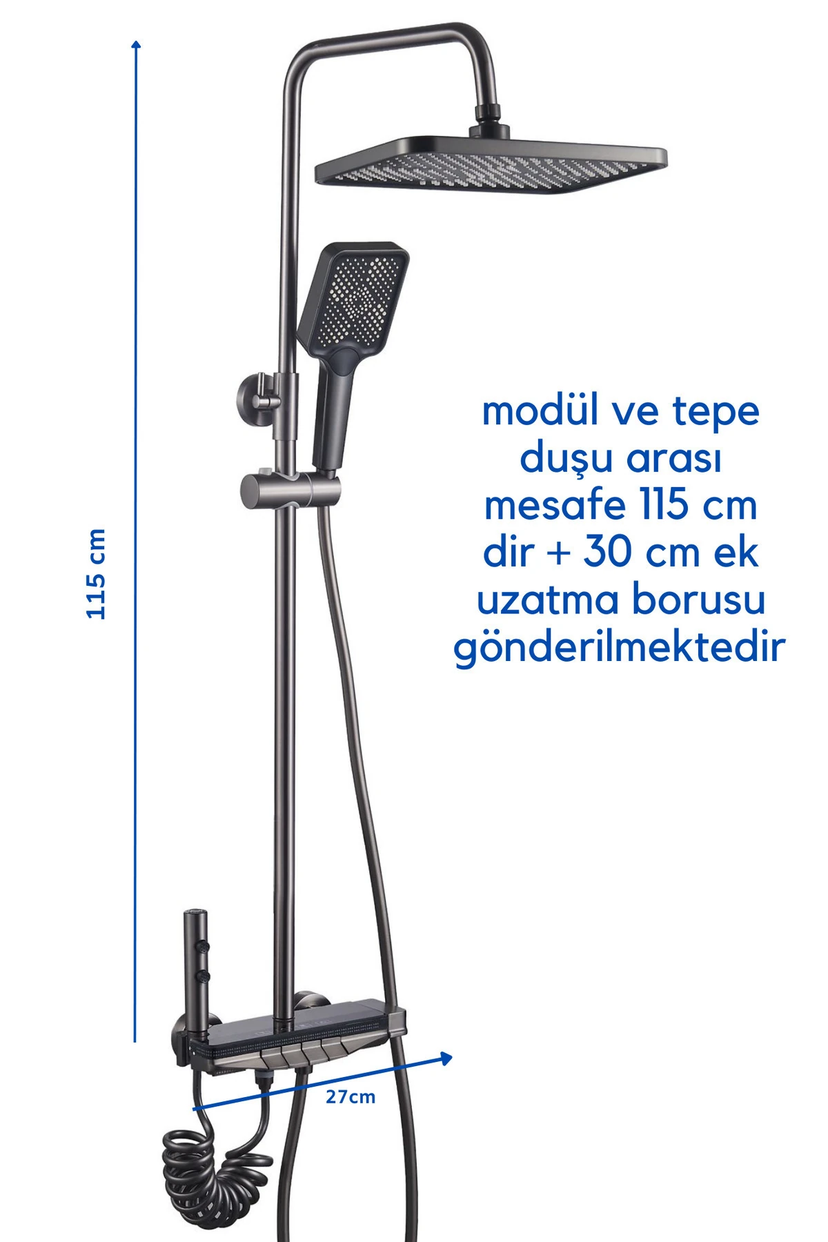 Dijital Led Göstergeli Piyano Akıllı Lüks Duş Seti Şelale Ve Yağmur Tepe Duş Seti - Prstg