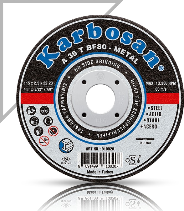 KARBOSAN 115X3.0X22.23 910910 A 36 T BF80 Düz Metal Ince Kesme Taşı