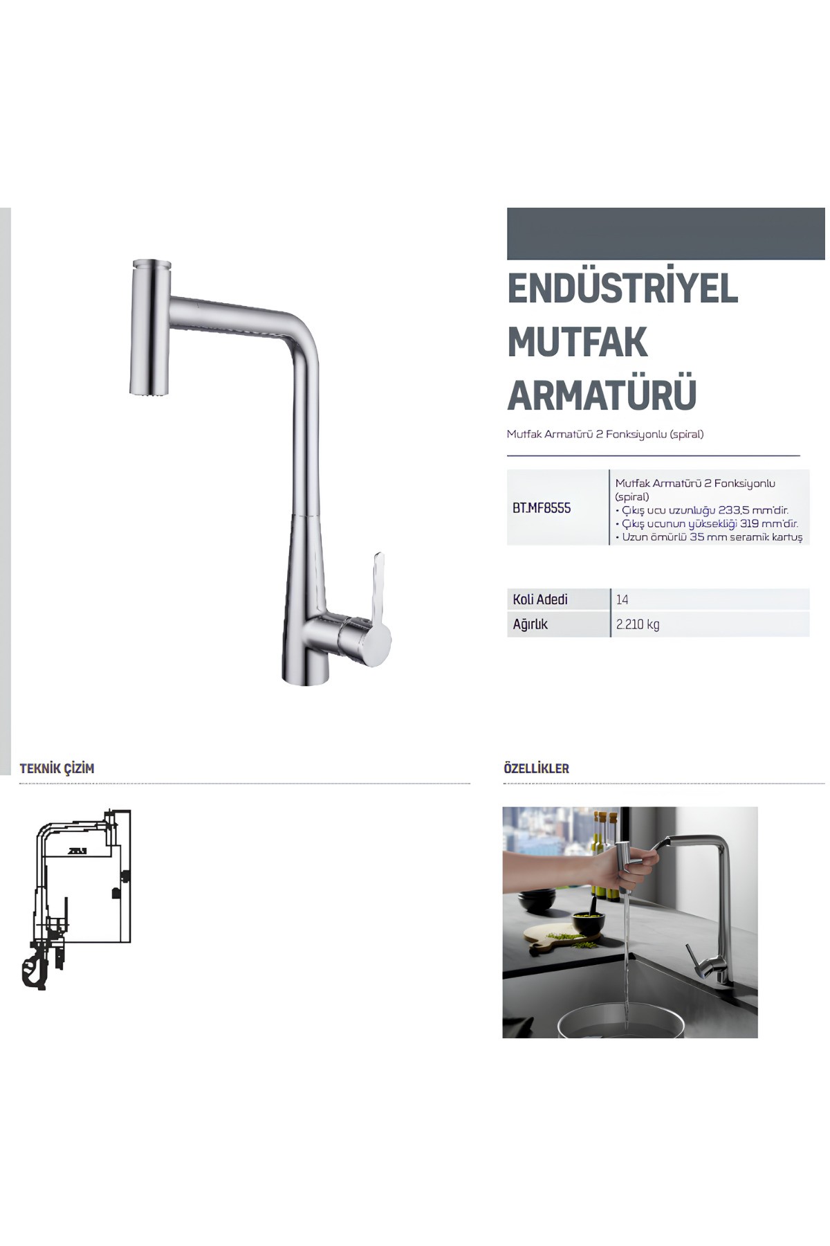 Endüstriyel Mutfak Armatürü MF8555