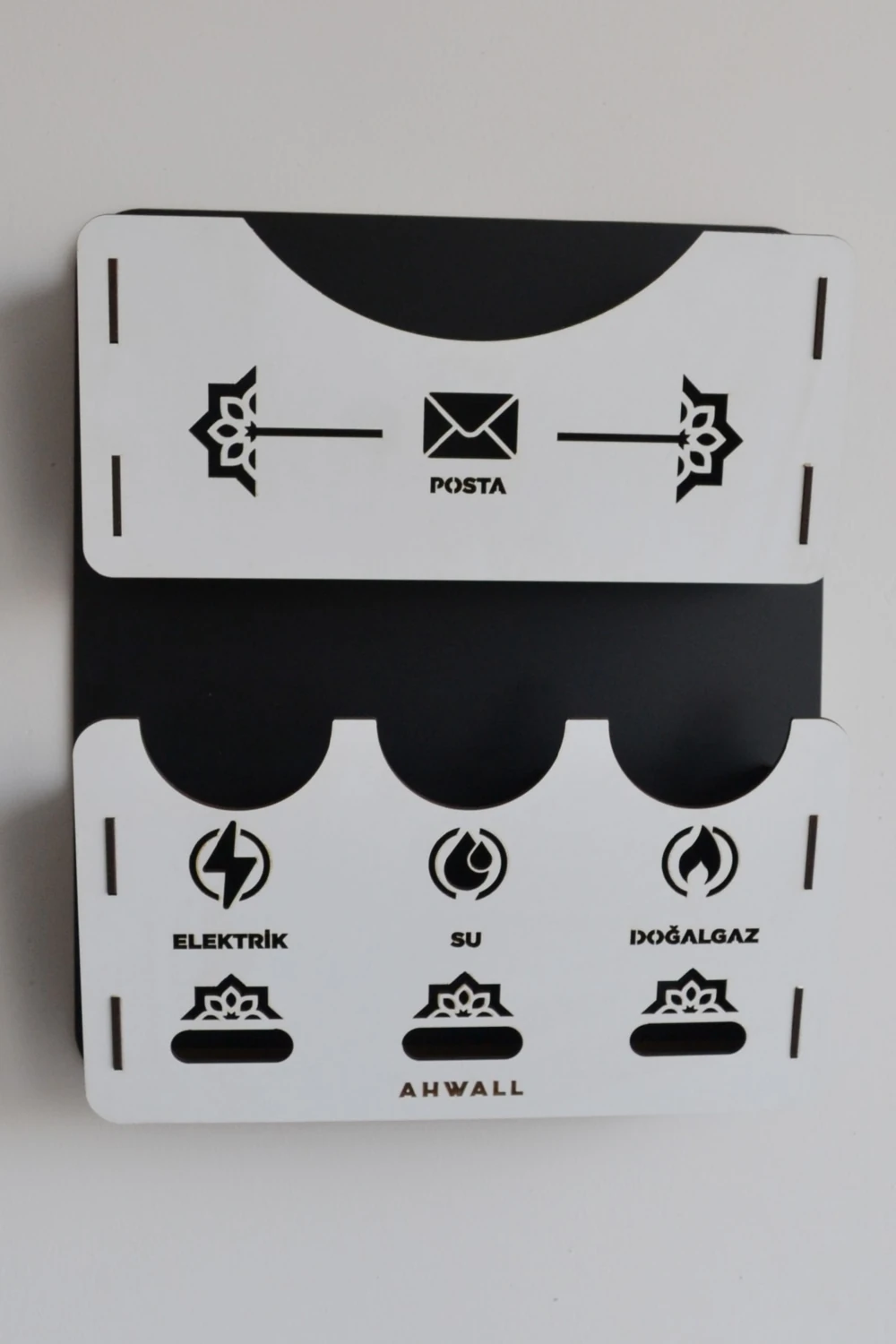 Apartman Ortak Fatura & Posta Kutusu Ahşap Mdf Siyah - Beyaz