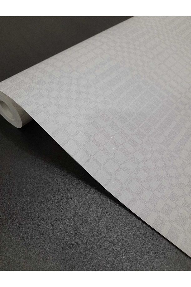 Kare Desenli Simli % 100 Silinebilir Duvar Kağıdı ( 5m2)