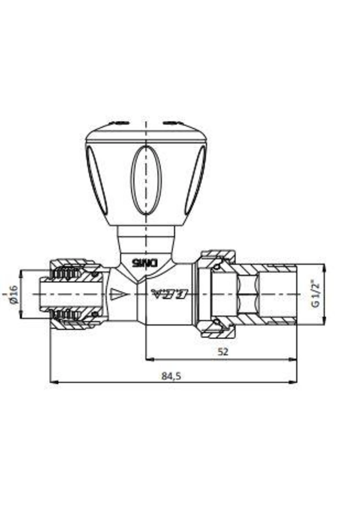 Rv3 Düz Radyatör Valfi ( Ø 16x2mm)Pex Rv3 602120722