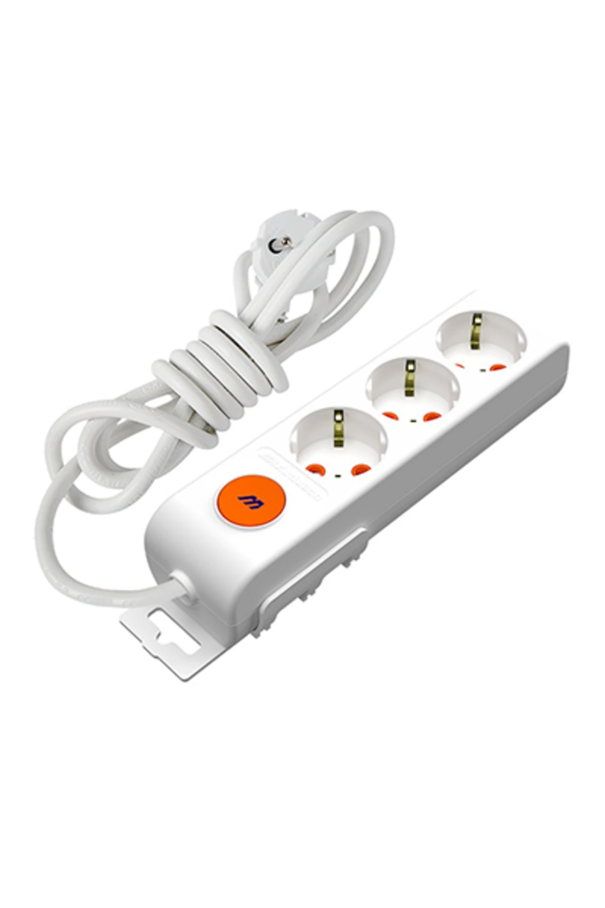 Rı-tech Üçlü Anahtarlı 1 Metre Kablo Uzunluğunda Topraklı Grup Priz