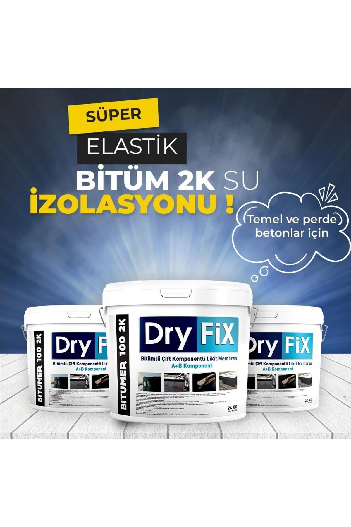 Bitümlü Çift Komponentli Likit Membran 30kg | Bıtumer 100 2k