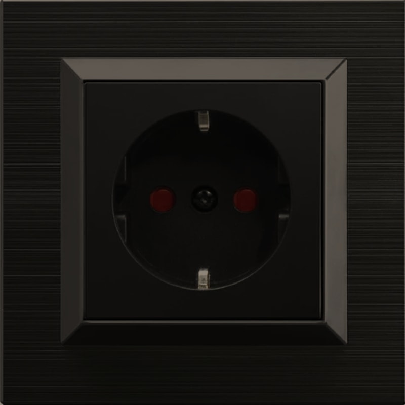 Quantum Siyah ÇOCUK KORUMALI Topraklı Priz (ovivo) Çerçeve Dahildir