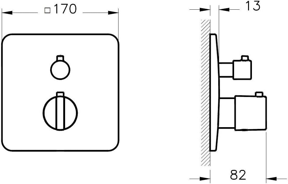 Suit U A42675 Ankastre Termostatik Duş Bataryası, Sıva Üstü, V-Box, Krom