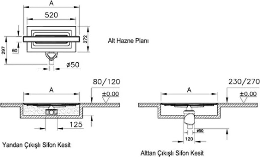 59980480000 Eco-Flow V-Flow Dk100 60 Cm Duş Kanalı,Mat Krom Yandan
