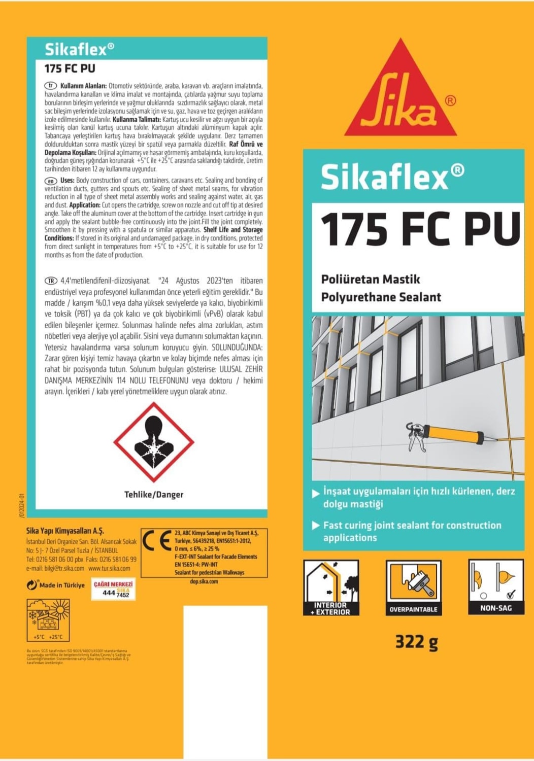 SİKA Poliüretan 175 Fc 280ML Gri