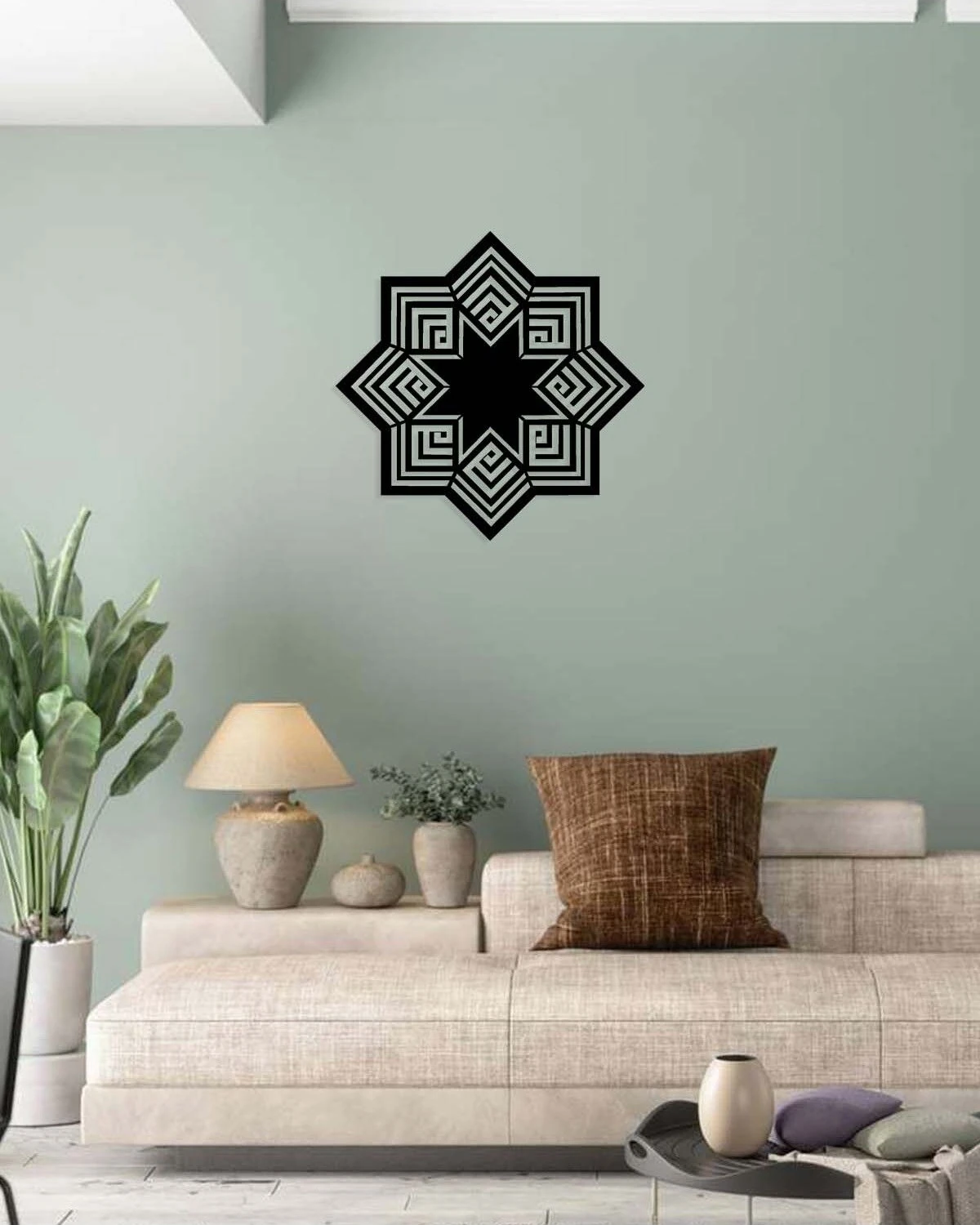 -Allah Islami Metal Tablo - Islami Ev Dekorasyonu - Dini Duvar Tabloları - 60 X 60 - Cm - Sıyah-Islm-140