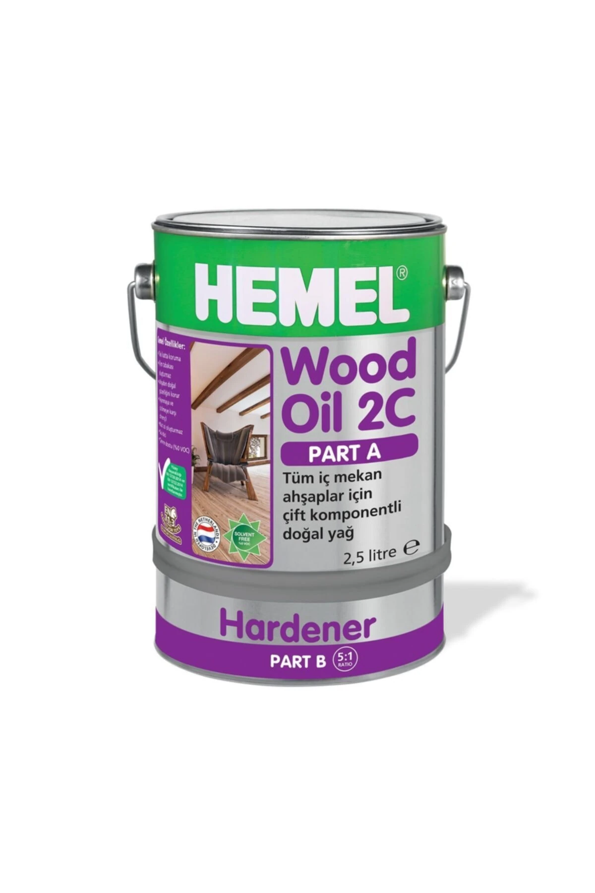Wood Oil 2c-ahşaplar Için Çift Komponentli Yağ Englısh Color-0,300 Lt