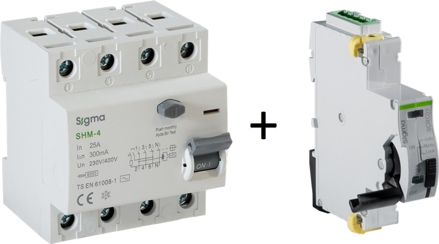 Elektrik SCRC03 Otomatik Yeniden Kurma Ünitesi + 4X25 300MA Kaçak Akım Rölesi
