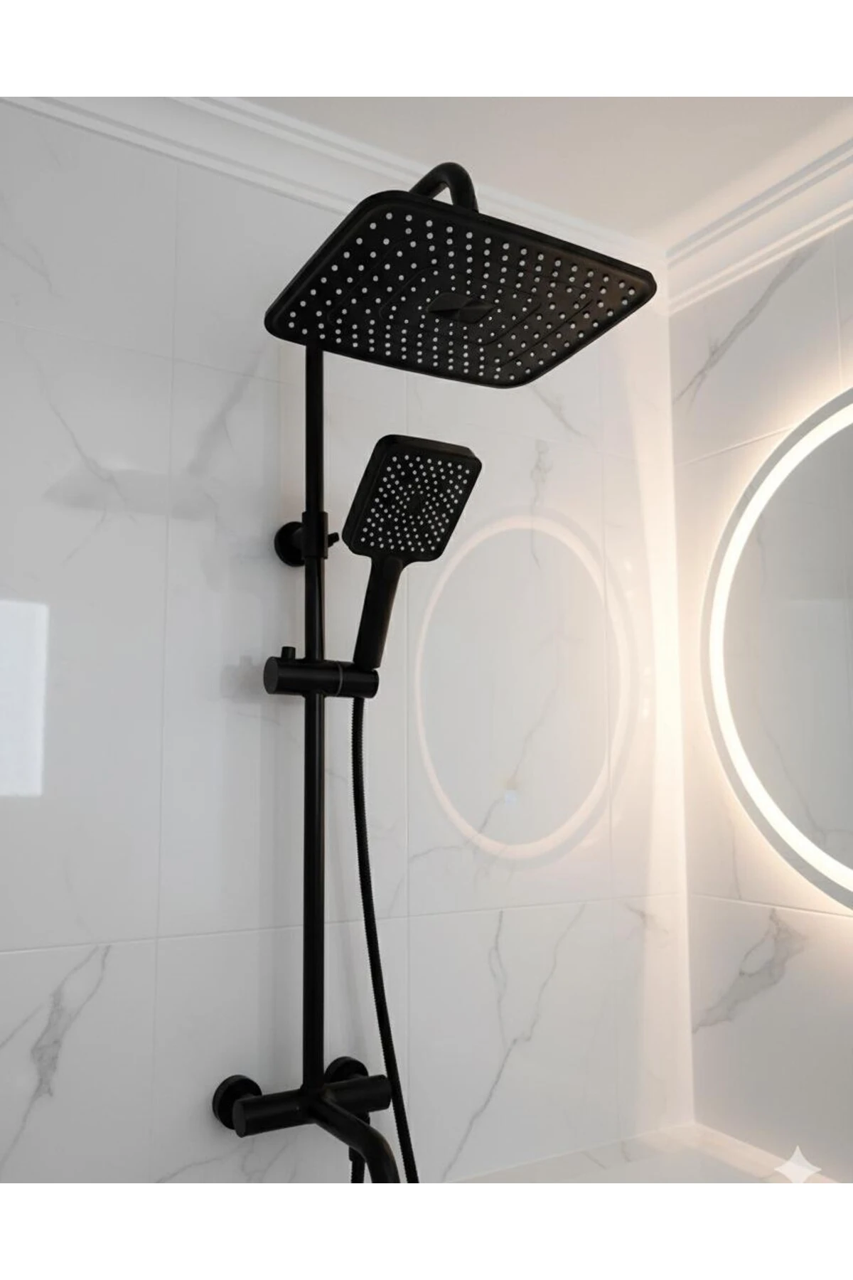 Luna Premium Siyah Yağmurlama Robot Tepe Duş Seti