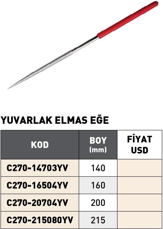 160MM Pld Yuvarlak Elmas Eğe