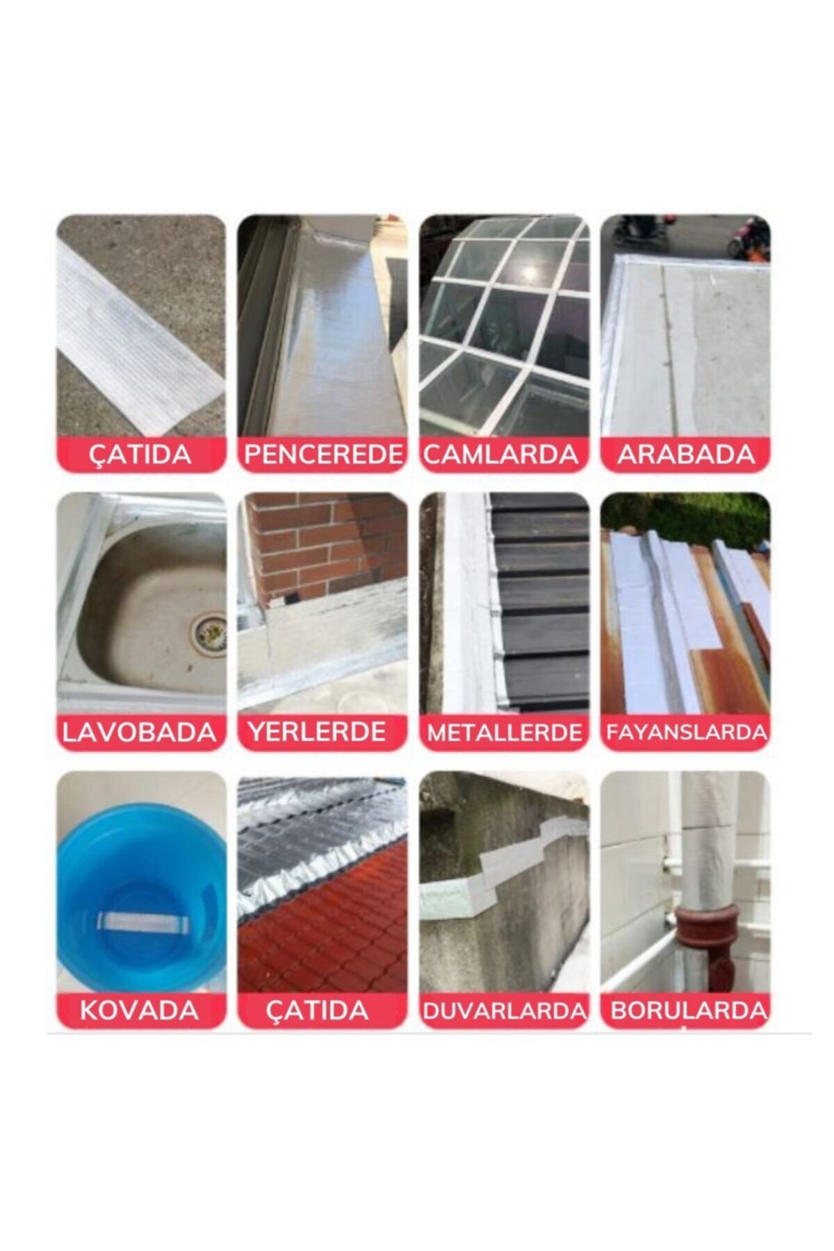 OZKUVVET Yapışkanlı Folyo Bant 5 Metre*10 Cm Su Geçirmez Çatı Boru Duvar Çatlak Onarıcı Bant