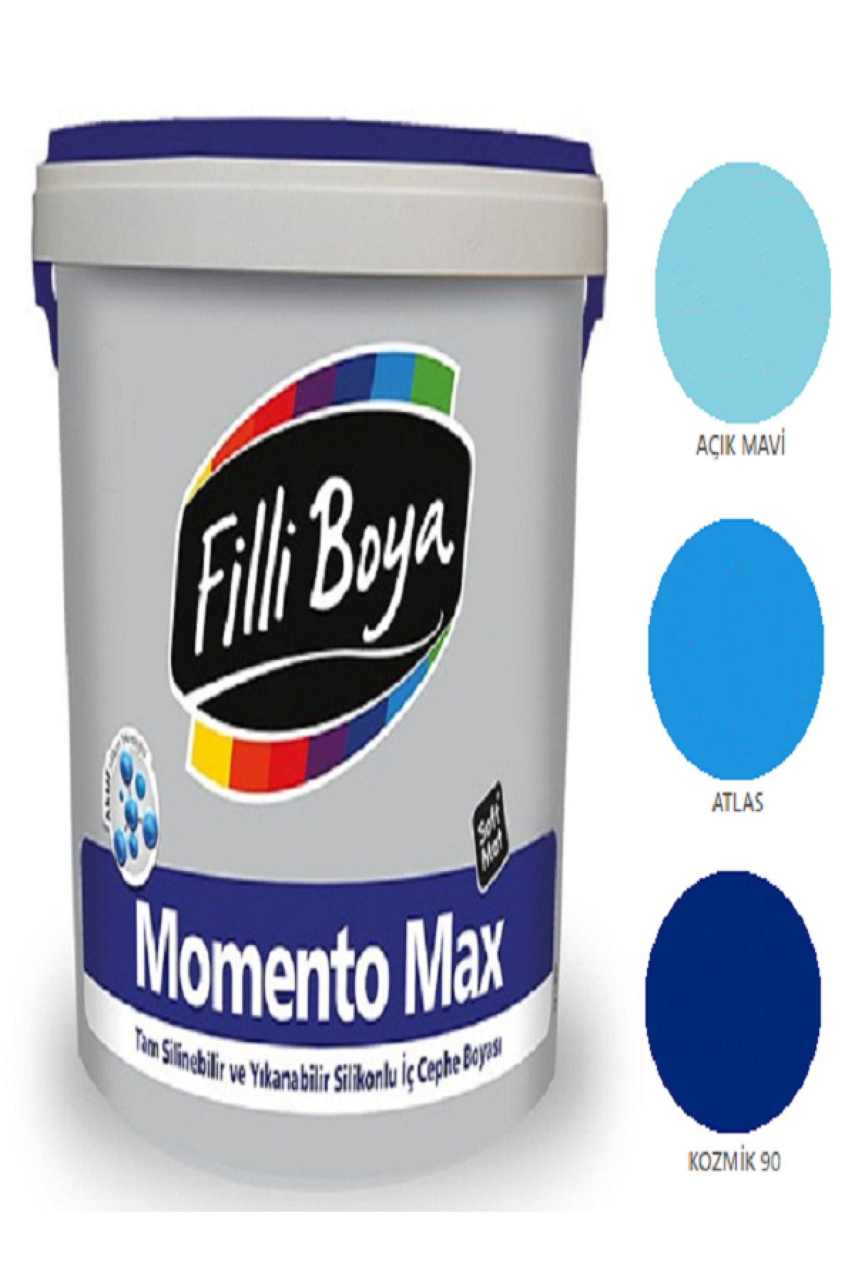 Momento Max Tam Silinebilir Yıkanabilir Silikonlu Mat Boya 15lt (açık Mavi)