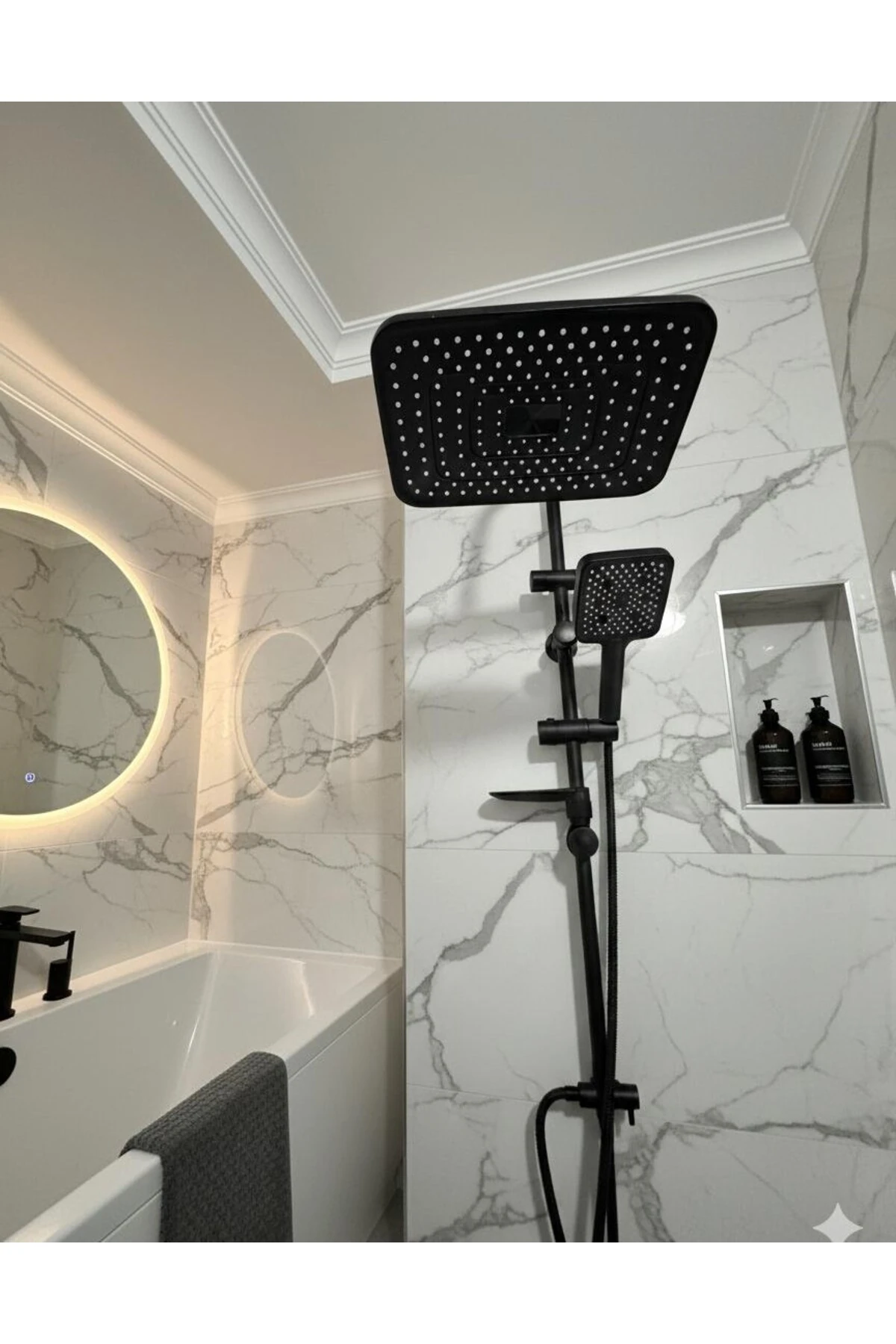 Luna Premium Siyah Yağmurlama Robot Tepe Duş Seti