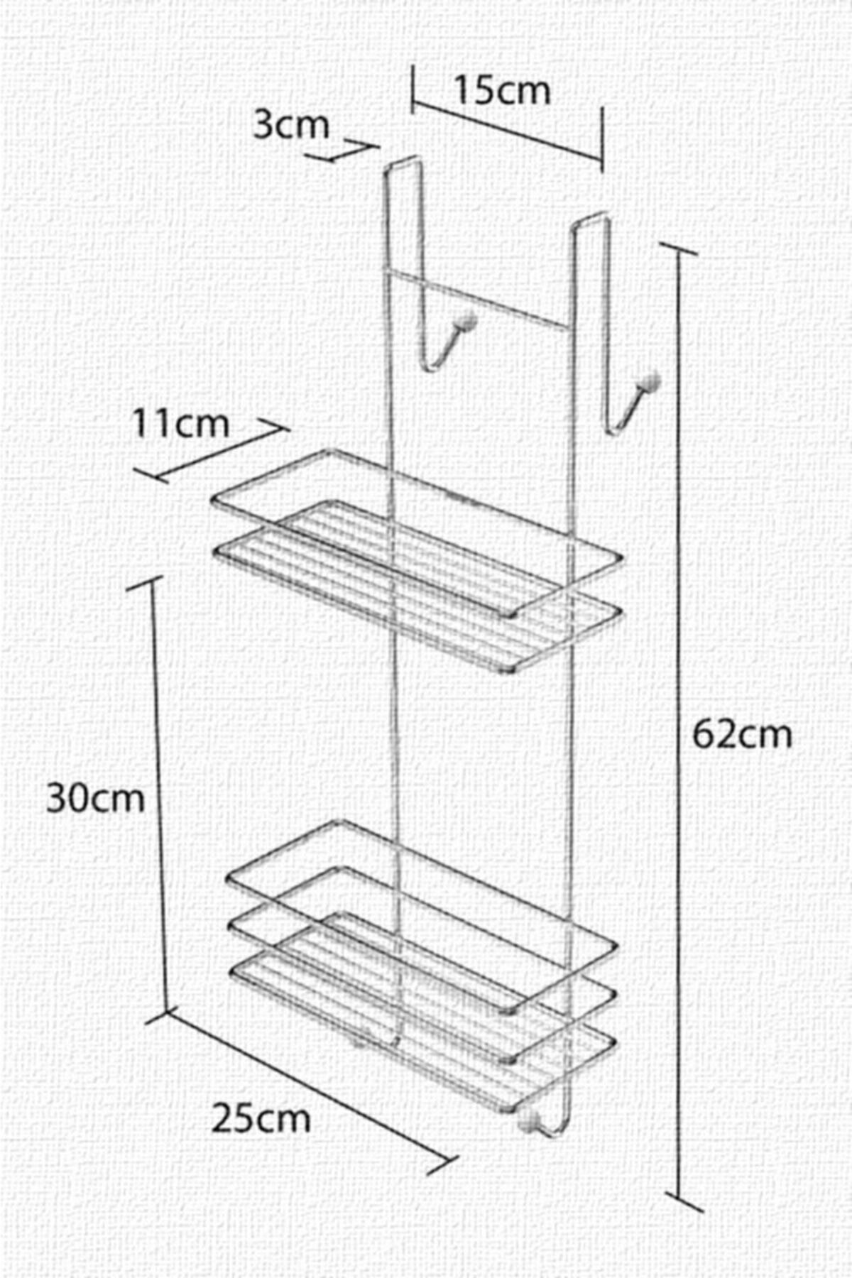 Banyo Düzenleyici Şampuanlık Iki Katlı Duşakabin Rafı Krom Lm065