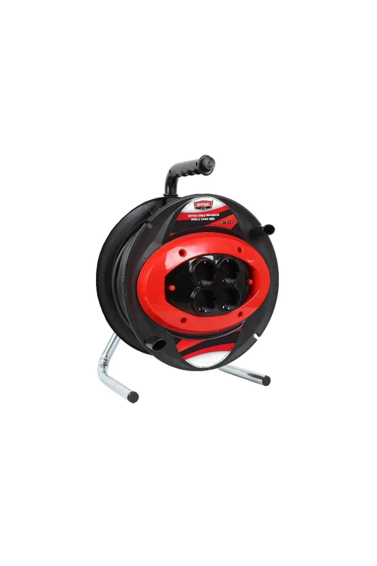 Amiral 50 Mt Makaralı 4'lü Elektrik Uzatma Priz 3x2,5 Mm Siyah ( Lisinya )