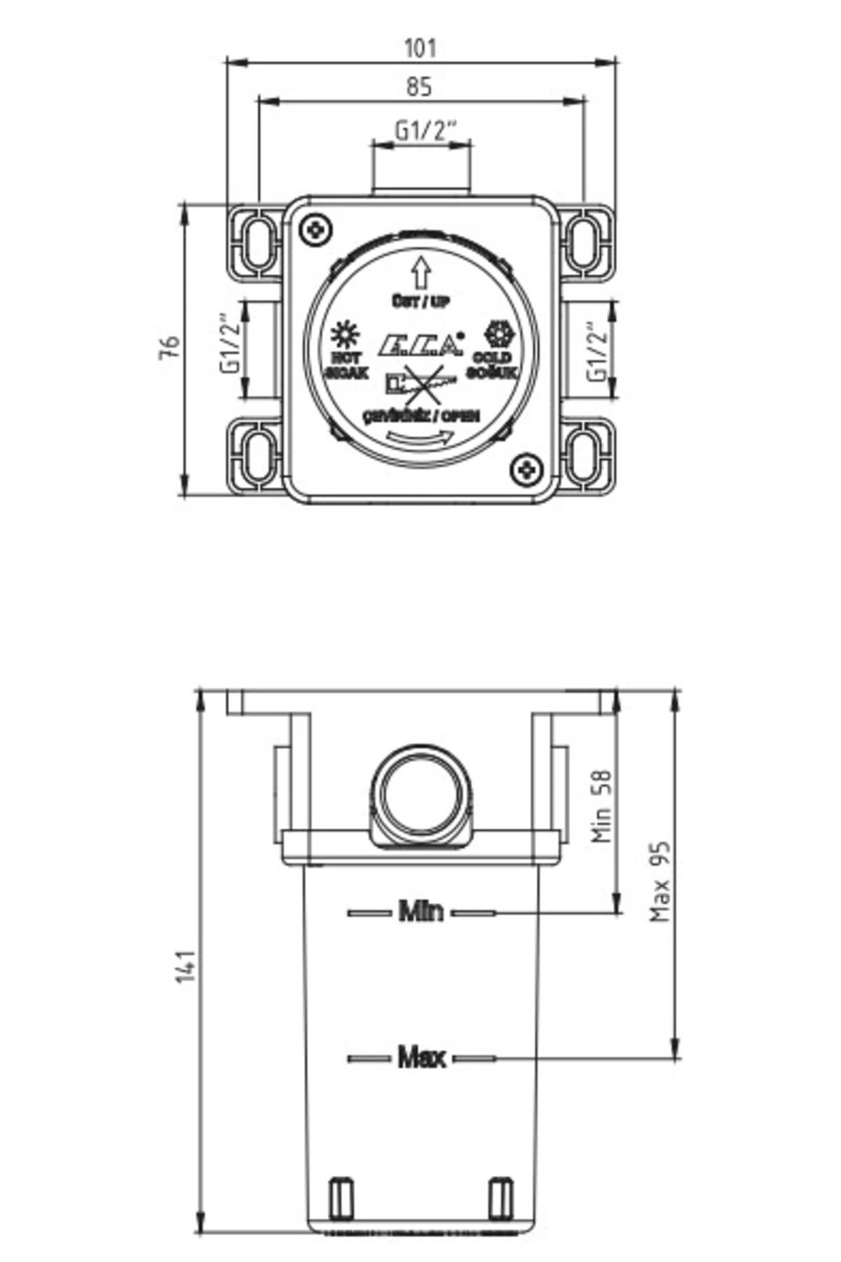 Tiera  Ankastre Gömme Duş Bataryası Seti Tüm Parçalar Dahil