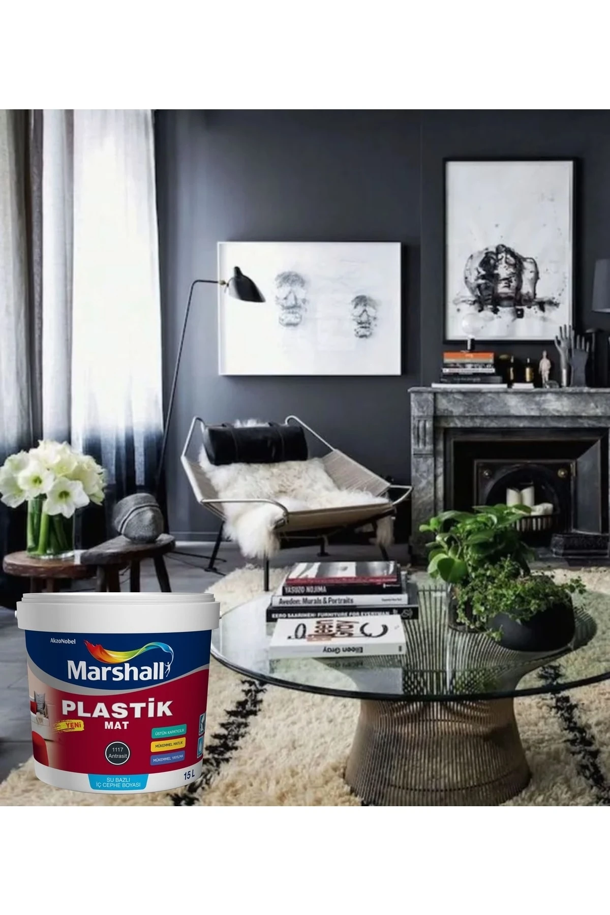 Plastik Su Bazlı Iç Duvar Duvar Boyası Silinebilir Siyah 2,5lt