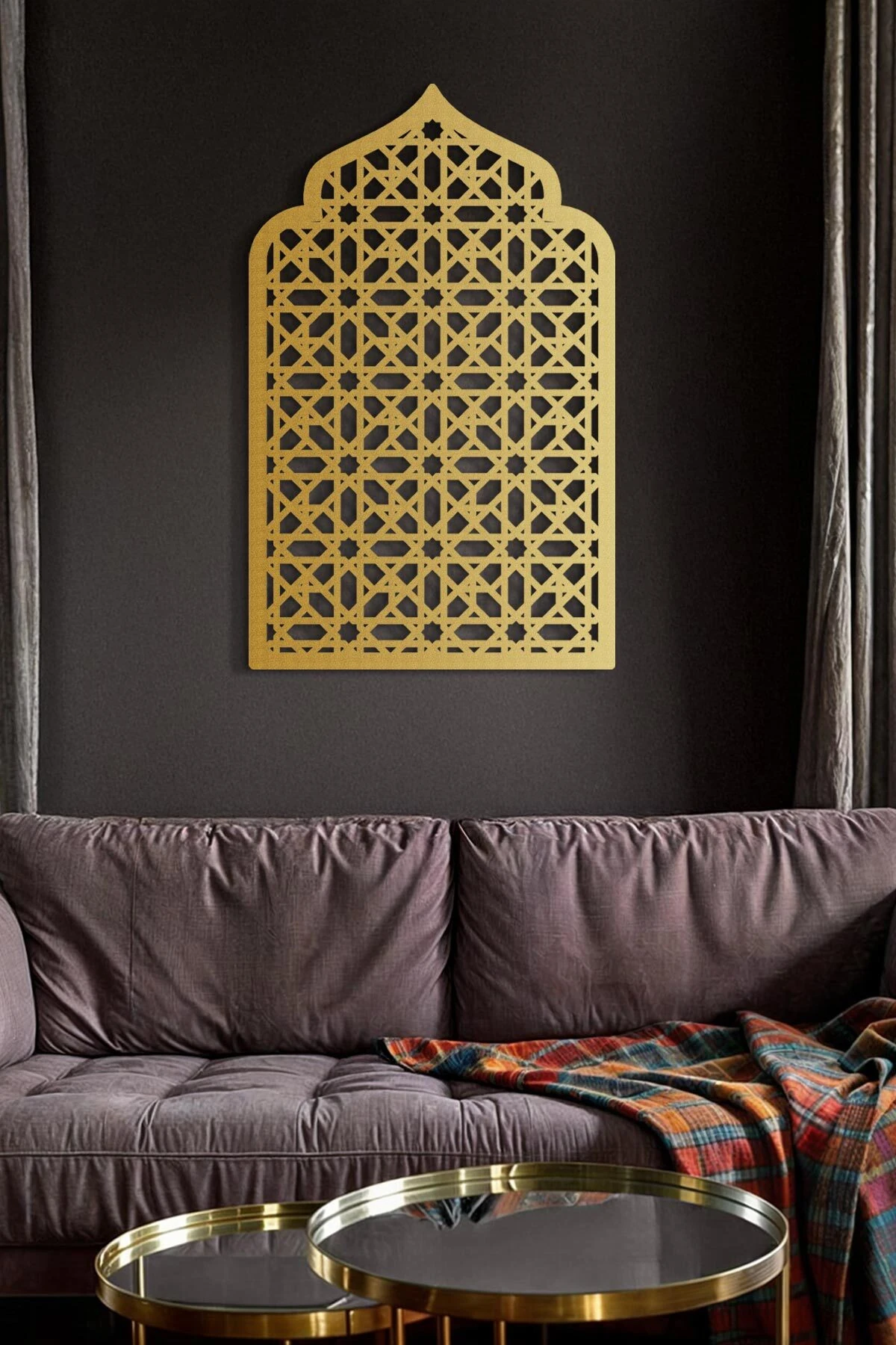 Mihrap Motifli Metal İslami Duvar Tablosu - Dini Ev Dekorasyonu - WAM228