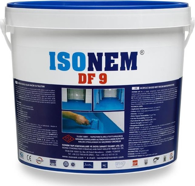 Isonem Df 9 Akrilik Esaslı Islak Hacim Su Yalıtımı 10 kg Mavi