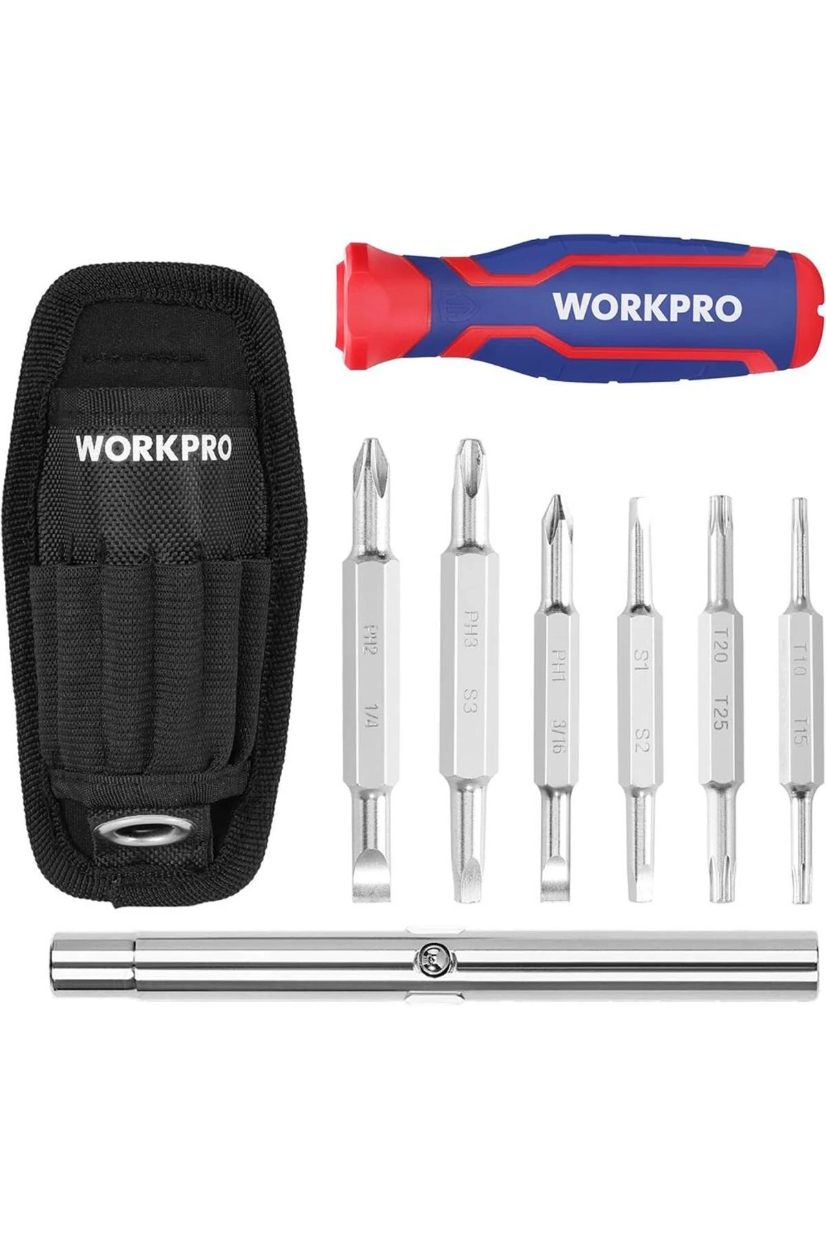 WP221306 15-IN-1 Çok Fonksiyonlu Değişken Uçlu Profesyonel Tornavida Seti + Bel Askı Kılıfı
