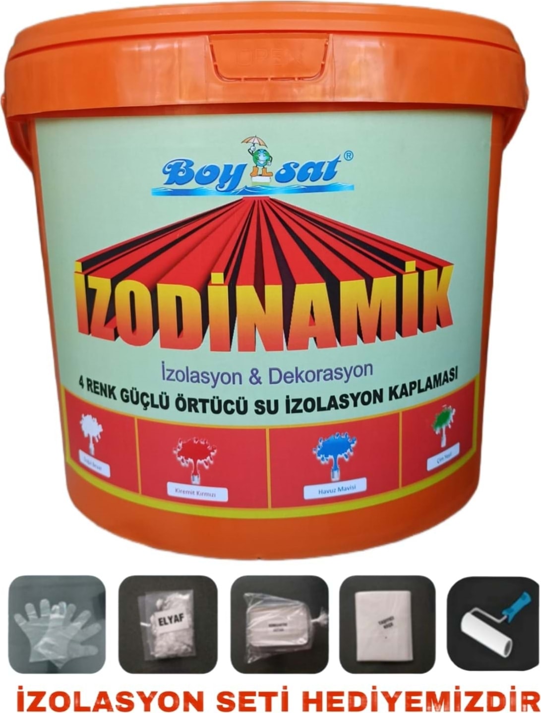 Izodinamik 4 Renk Güçlü Örtücü Silikonlu Su Izolasyon Kaplaması 17 kg