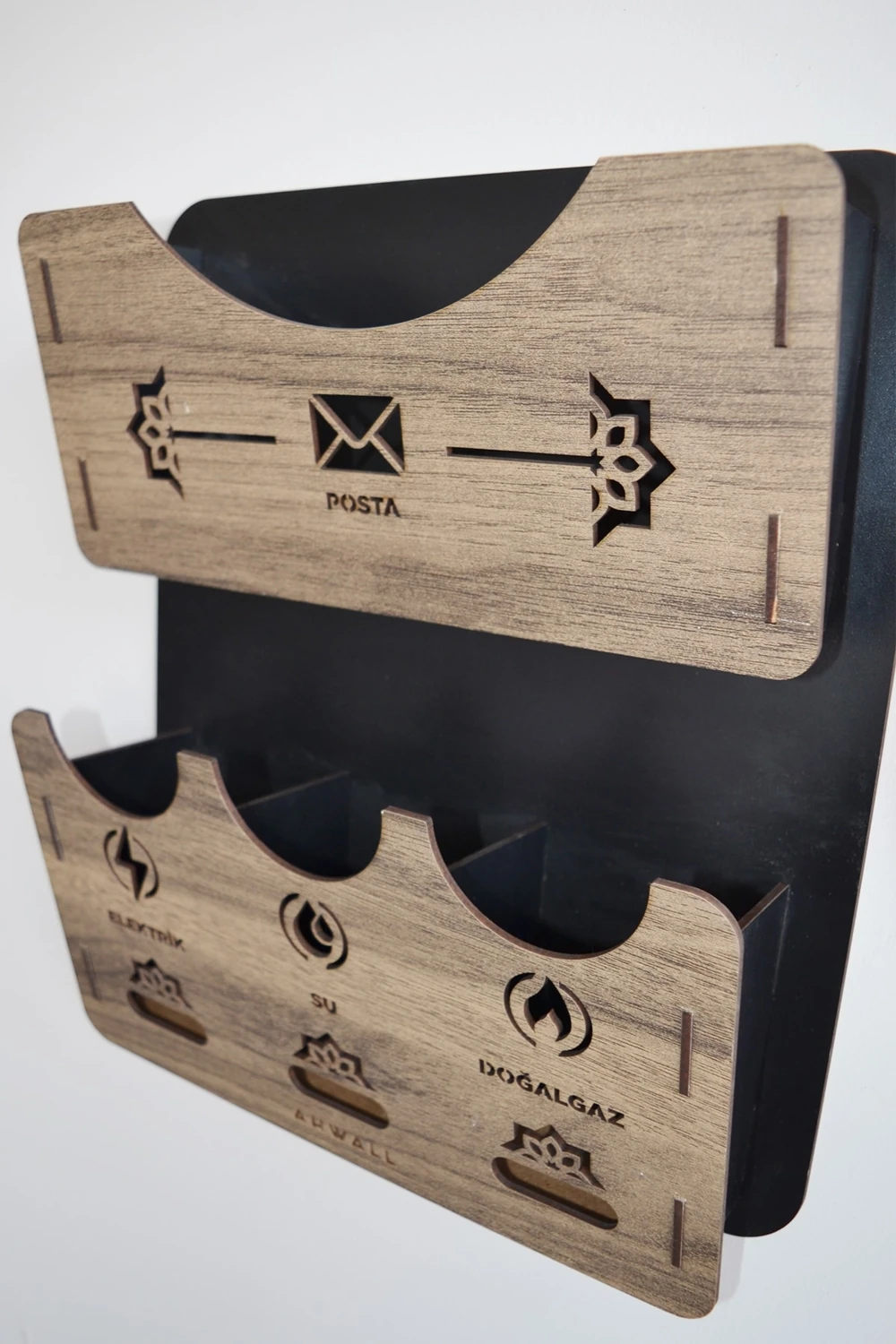 Apartman Ortak Fatura & Posta Kutusu Ahşap Mdf Siyah - Ahşap Renkli