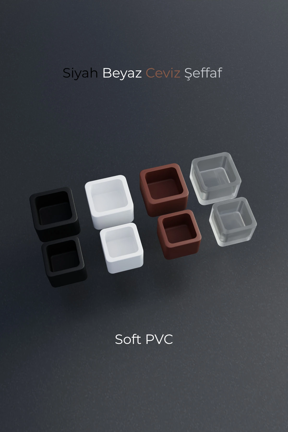 30x30 mm 4’lü Şeffaf Kare Kaymaz Sandalye Ayak Pabucu – Sessiz ve Parke Koruyucu