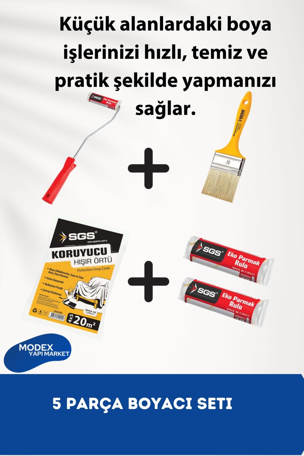 SGS 5 Parça Boyacı Seti Ekonomik ve Pratik Boya Uygulama Aracı