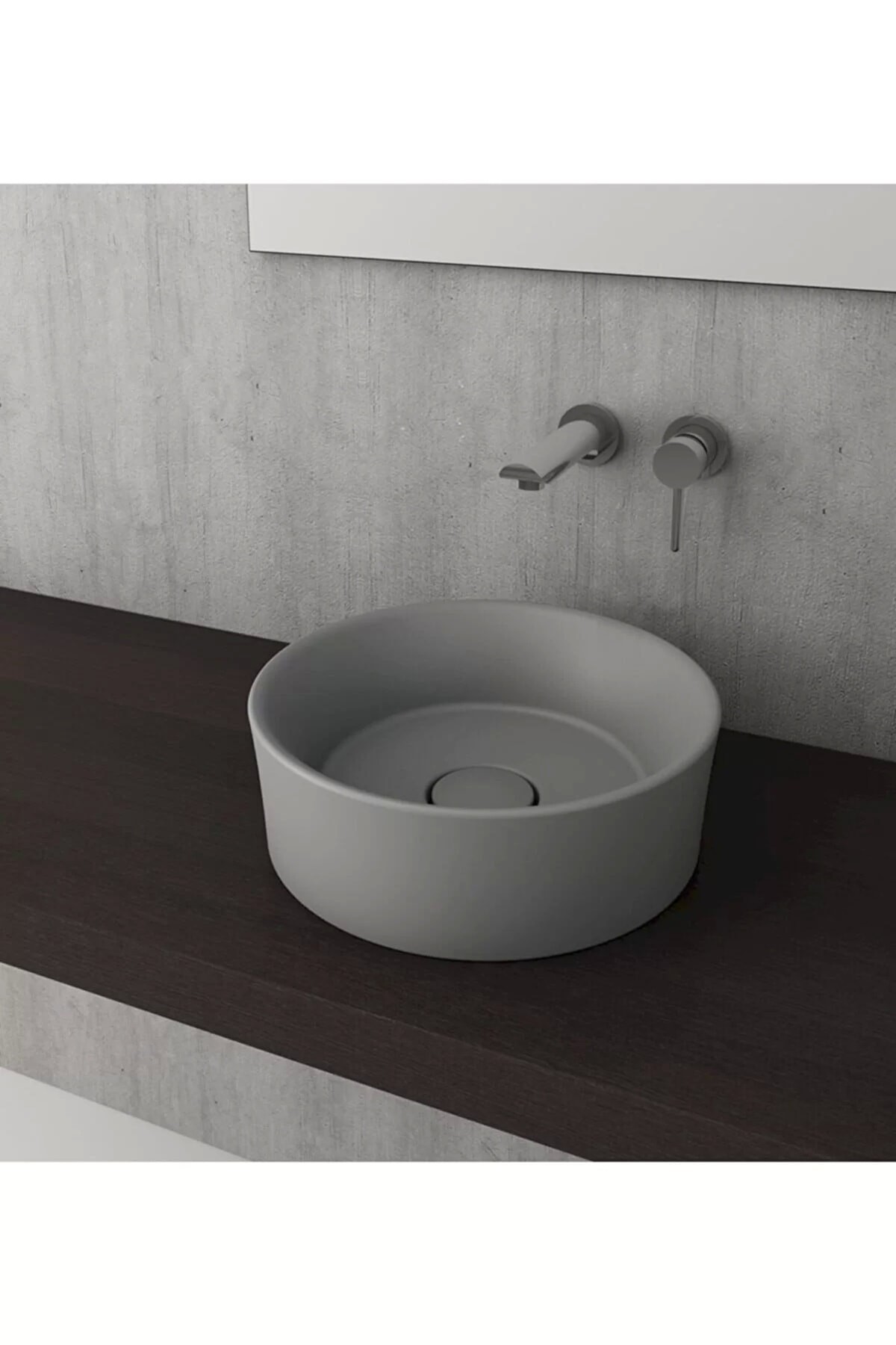 Vessel Yuvarlak Çanak Lavabo 38 Cm Mat Gri 1174-006-0125