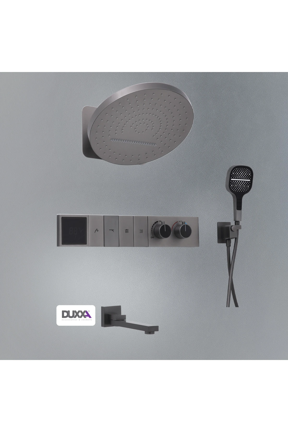 Royal Ankastre Duş Ve Termostatik Batarya Seti Gun Gray D.059