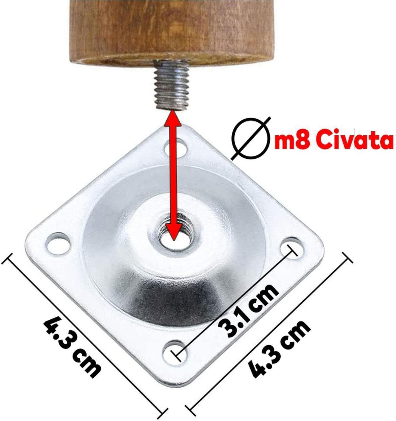 Ahşap (15 CM) Mobilya Koltuk Kanepe Ayağı Ayakları M8 Civatalı Bağlantı Aparatlı 4'lü Set