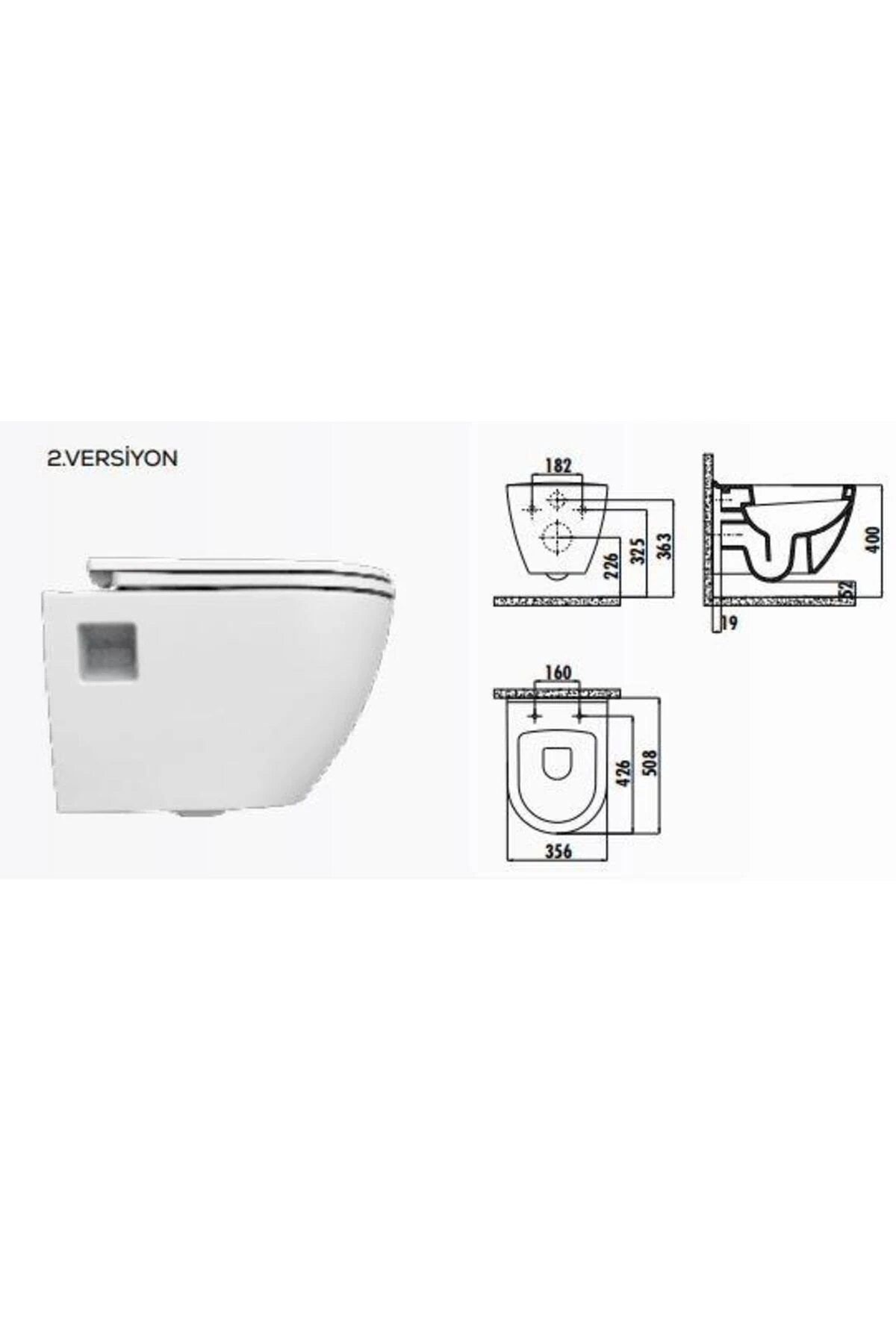 Terra Asma Klozet (Mat Siyah) TP325.40000 Kapak Hariç