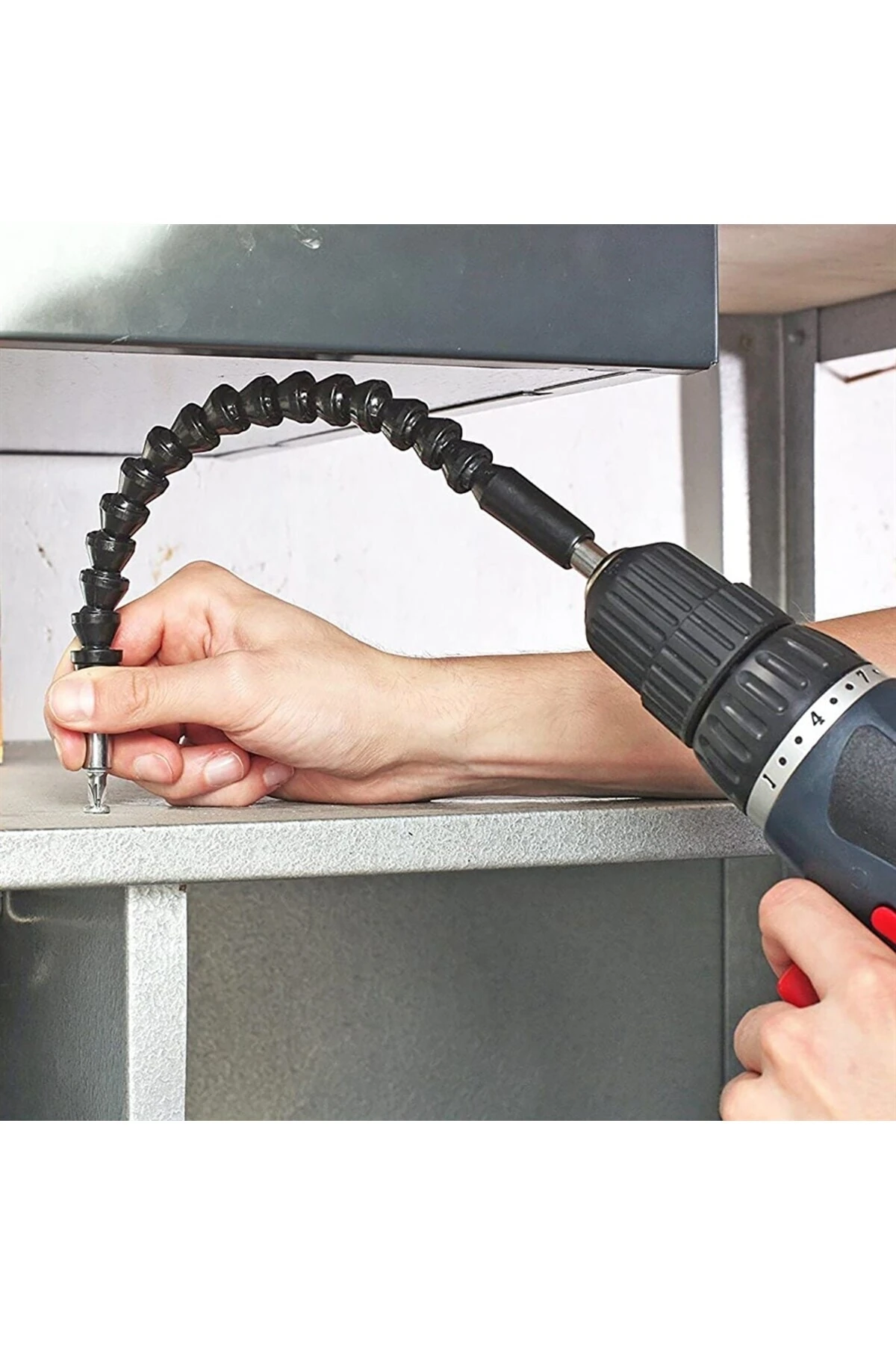 Tek Akülü Şarjlı Matkap Darbeli Matkap 18V Akülü Vidalama + Esnek Bükülebilir Vidalama Uc Seti