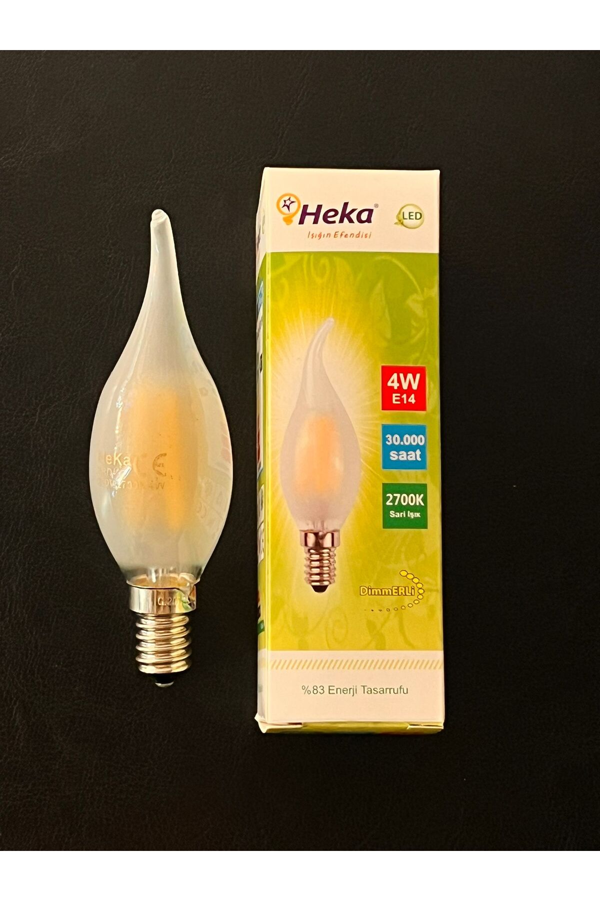 4 WATT E14 DUYLU  DİMMERLİ BUZ CAMLI  2700 KELVİN SARI IŞIK  KIVRIK BUJİ LED AMPUL