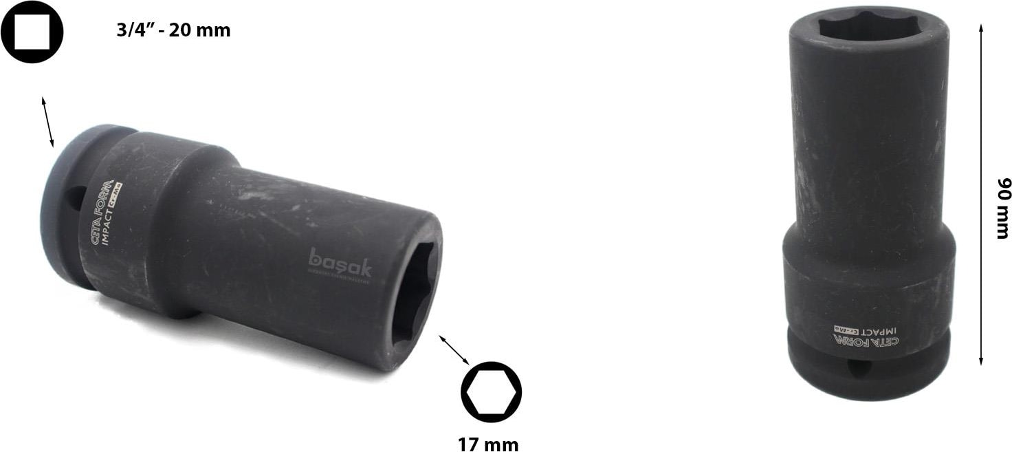 17 mm Havalı Derin Lokma Anahtar C74-H17